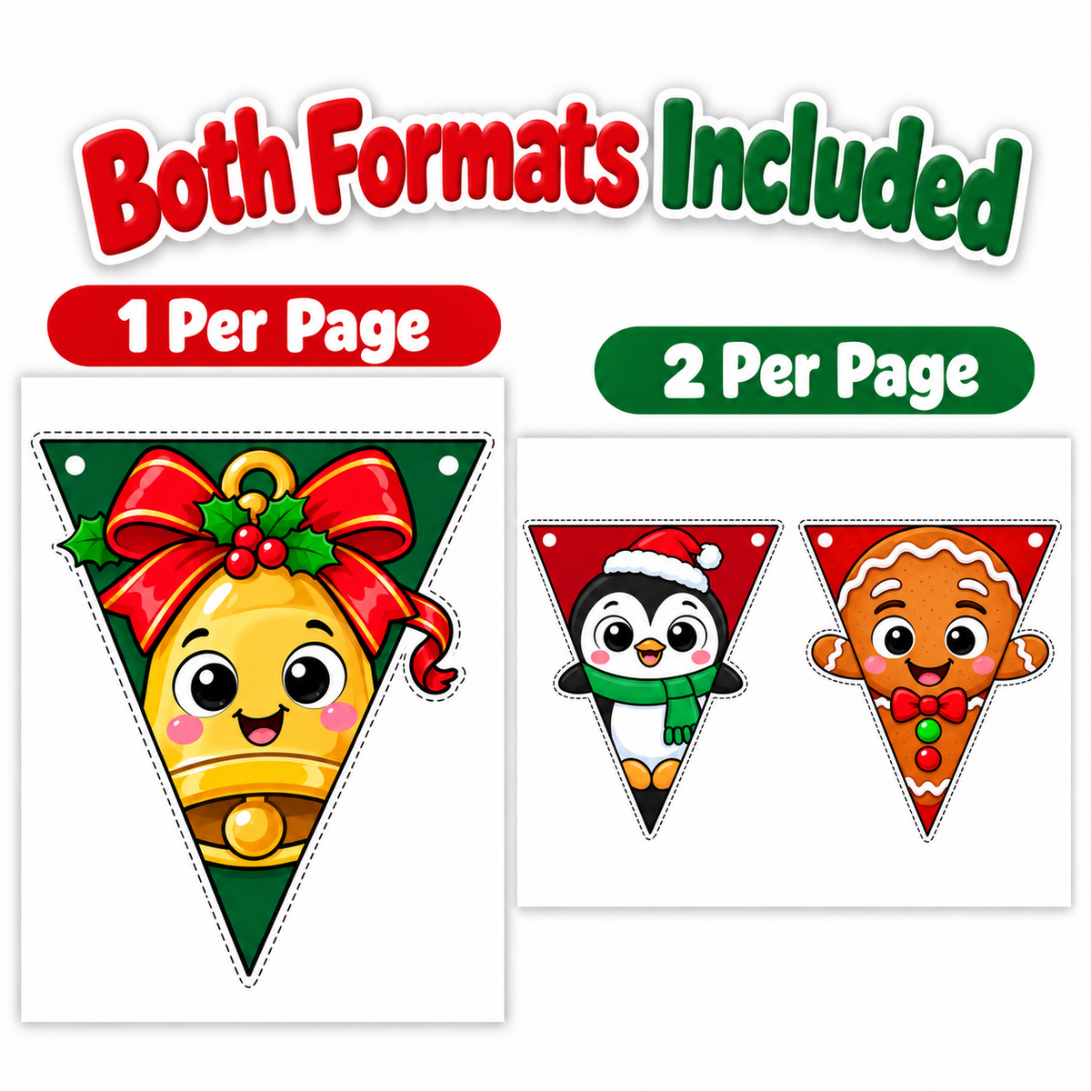 Christmas Character Banner Printable, Christmas Pennant Garland, Christmas Bunting, Classroom Bulletin Board & Door Decor