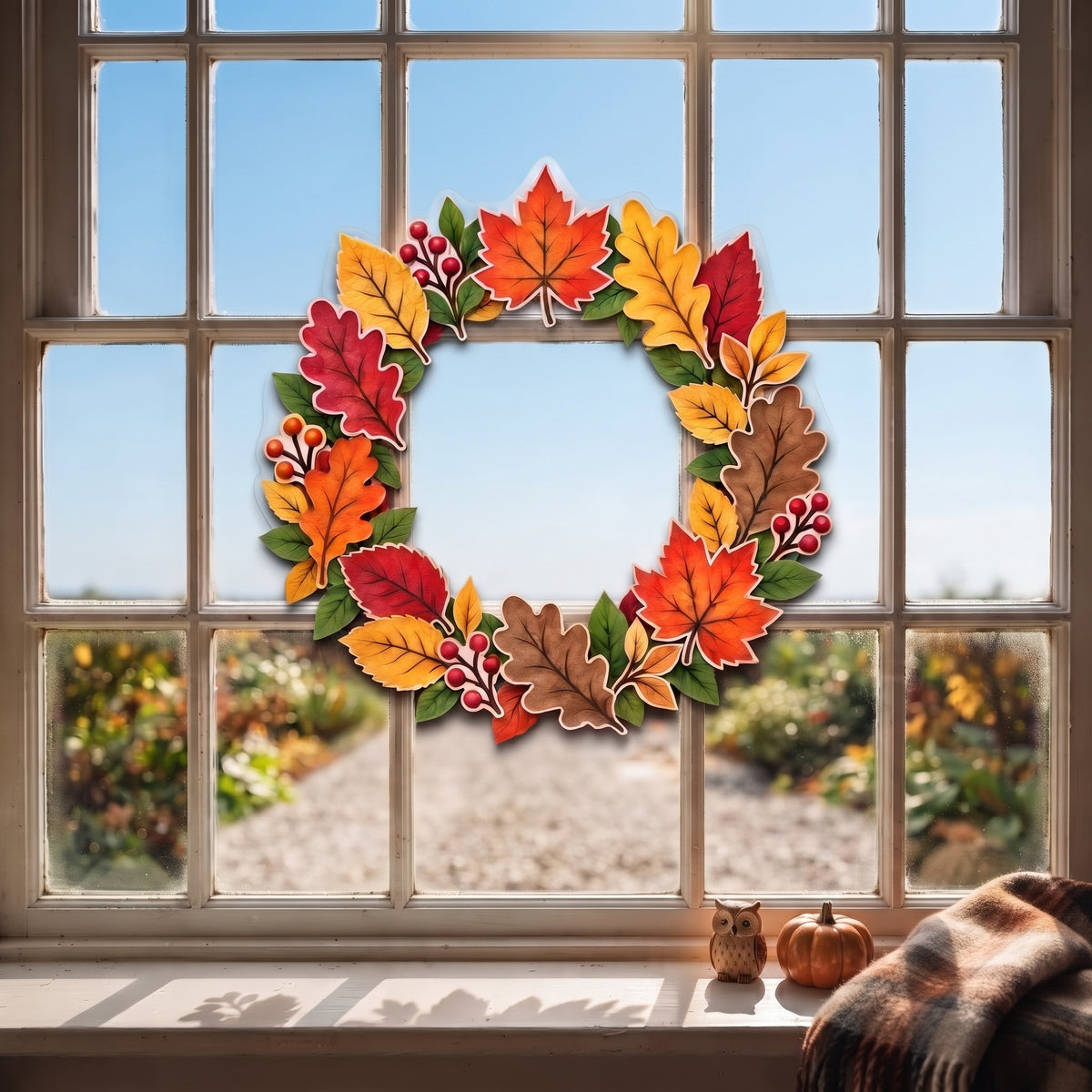Autumn Wreath Craft Printable, Fall Leaves & Flowers Cut Out Template, Kids Coloring Activity