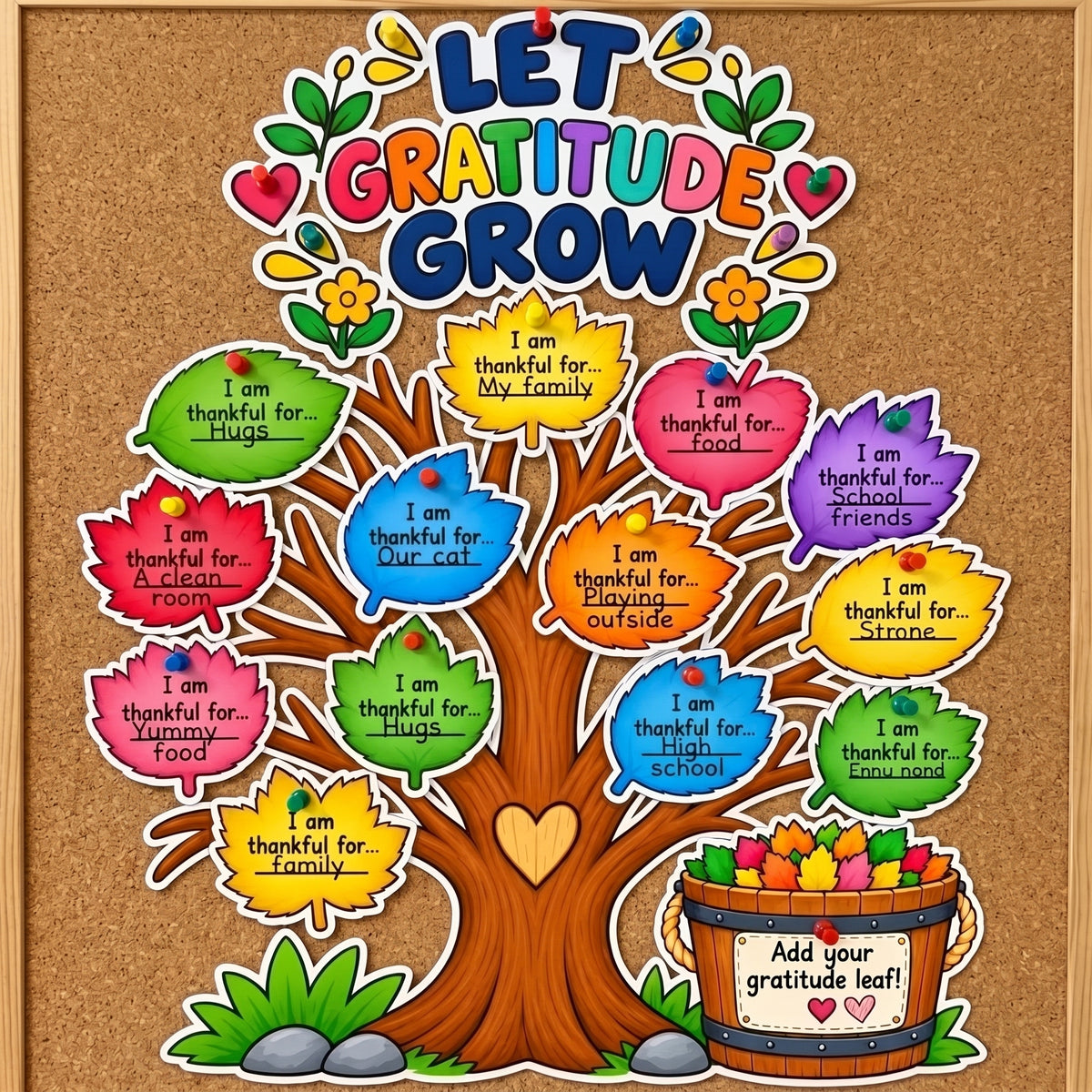 Thanksgiving Gratitude Tree Printable, Thankful Leaves Activity, Let Gratitude Grow Craft, Fall Bulletin Board, Gratitude Activity