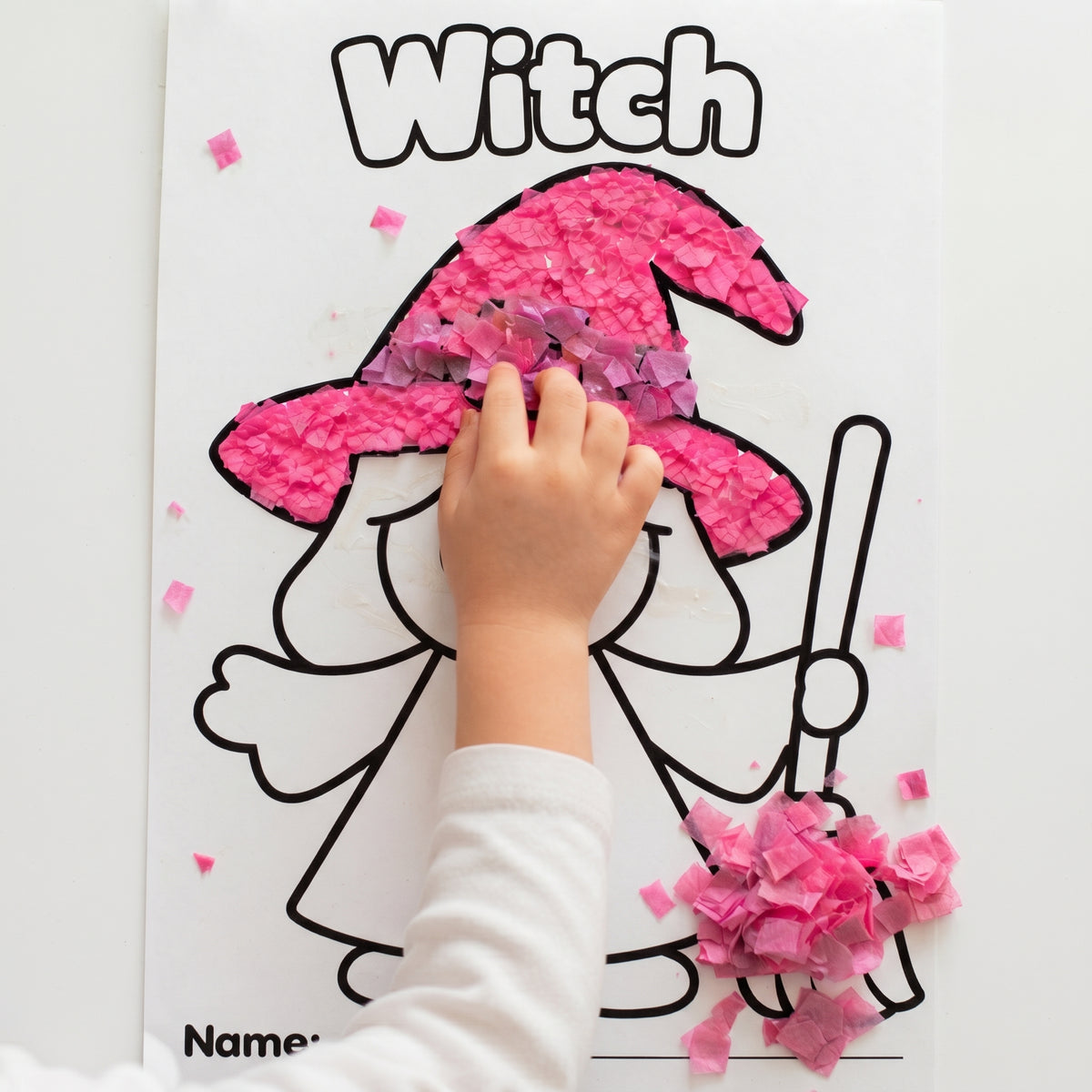 Halloween Tissue Paper Craft for Kids, 6 Printable Halloween Templates, Preschool Fine Motor Activity, Pumpkin Witch Bat Spider Monster Craft