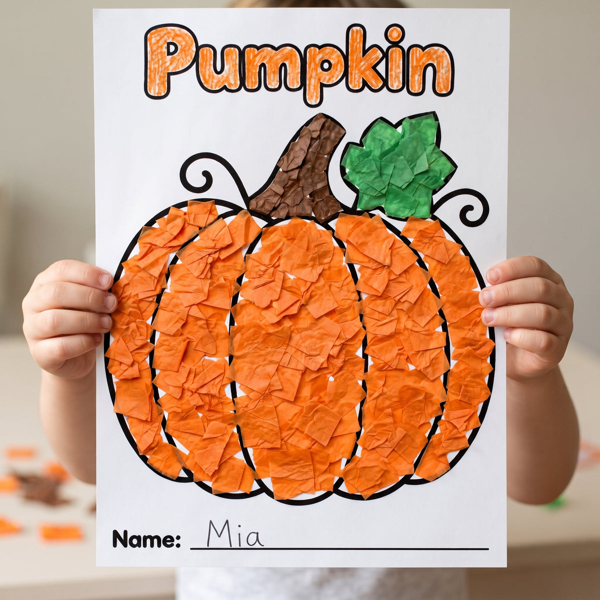 Halloween Tissue Paper Craft for Kids, 6 Printable Halloween Templates, Preschool Fine Motor Activity, Pumpkin Witch Bat Spider Monster Craft