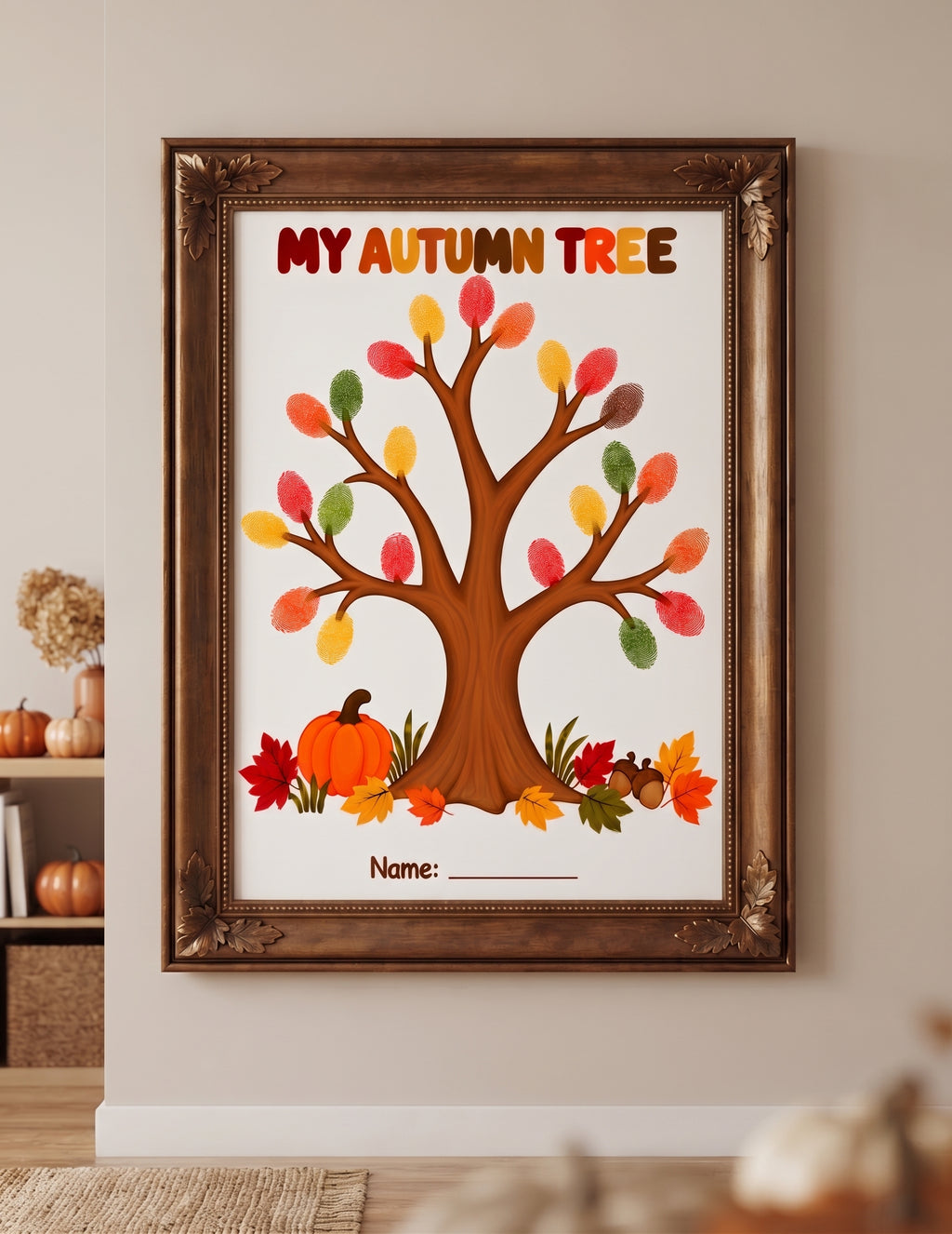 Fall Tree Craft Printable for Kids, Autumn Tree Template, Fingerprint, Pom Pom, Torn Paper, Play Dough Activity, Preschool Fine Motor Art