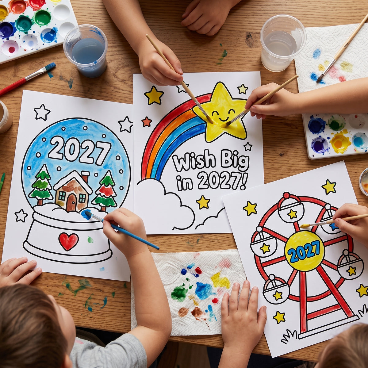 New Year 2027 Coloring Pages for Kids, 26 Printable Happy New Year Colouring Sheets, New Years Eve Party Activity, Winter Classroom Printable