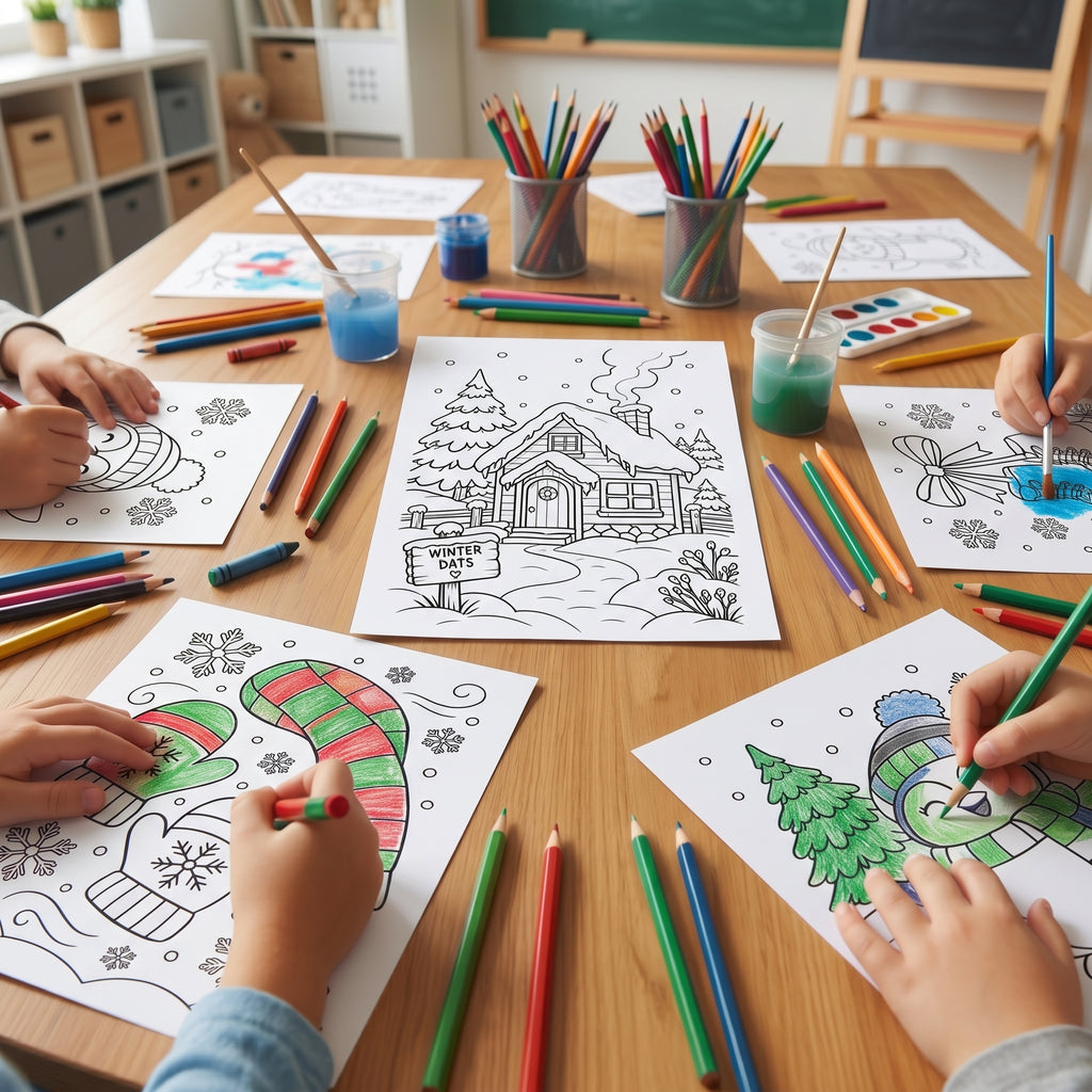 Winter Coloring Pages for Kids, Winter Colouring Sheets, Winter Activities, Winter Classroom Printable, Kids Coloring Activity