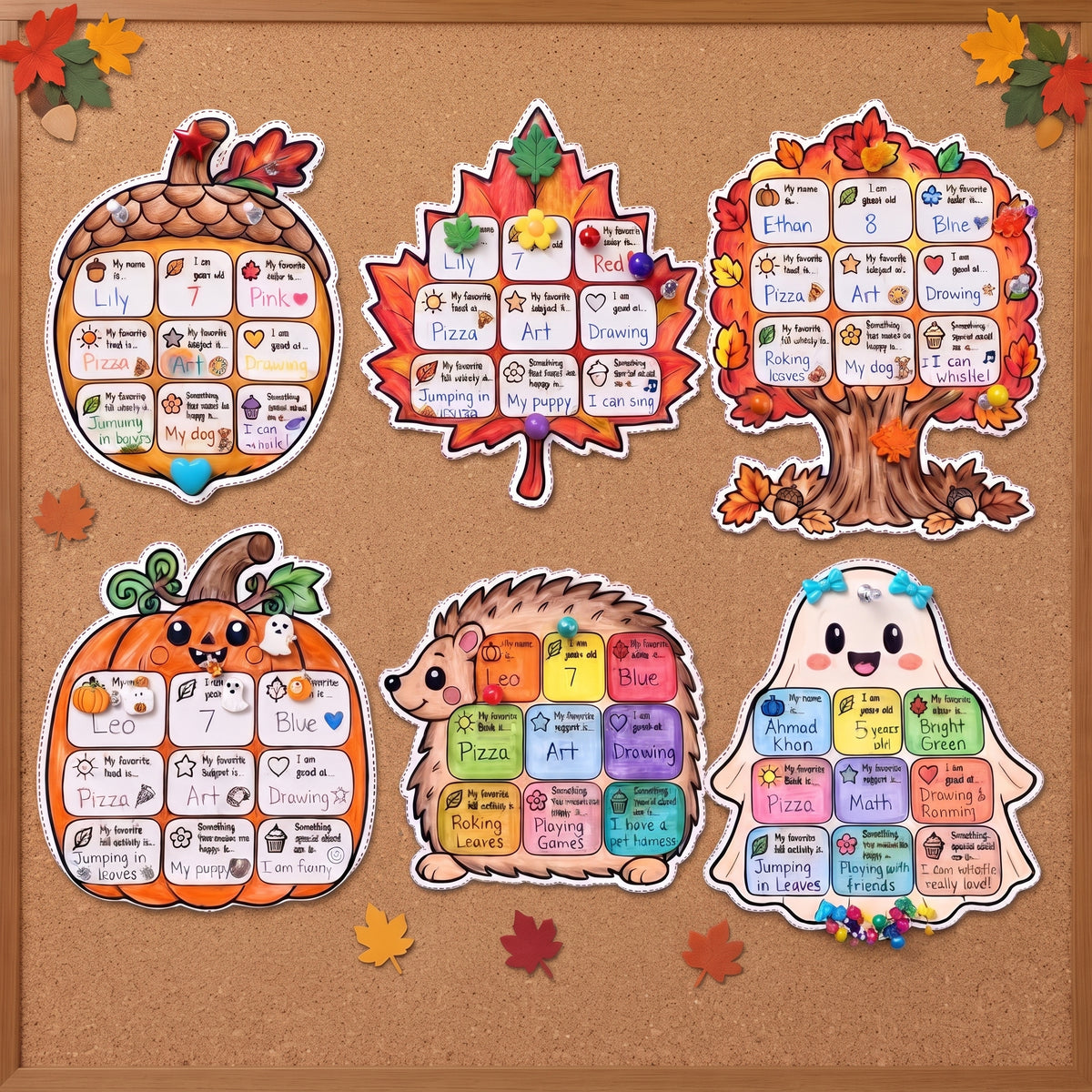Fall All About Me Craft, Autumn Bulletin Board Activity, Back to School Student Writing Craft