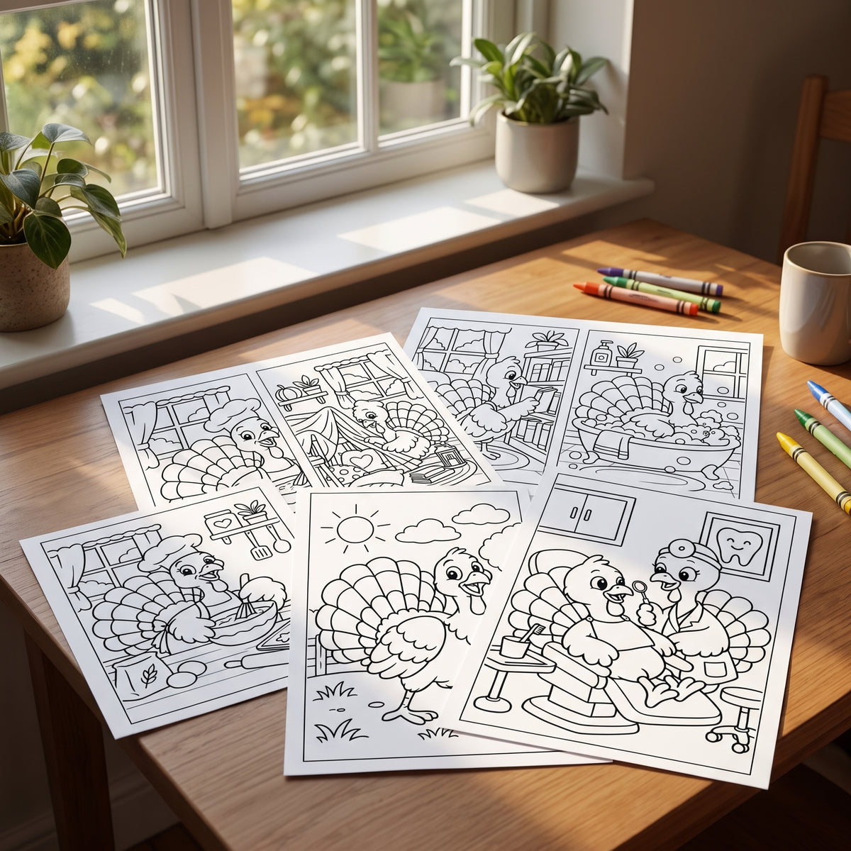Thanksgiving Turkey Coloring Pages for Kids, 20 Cute Turkey Colouring Sheets, Fall Preschool Activity, Thanksgiving Printable