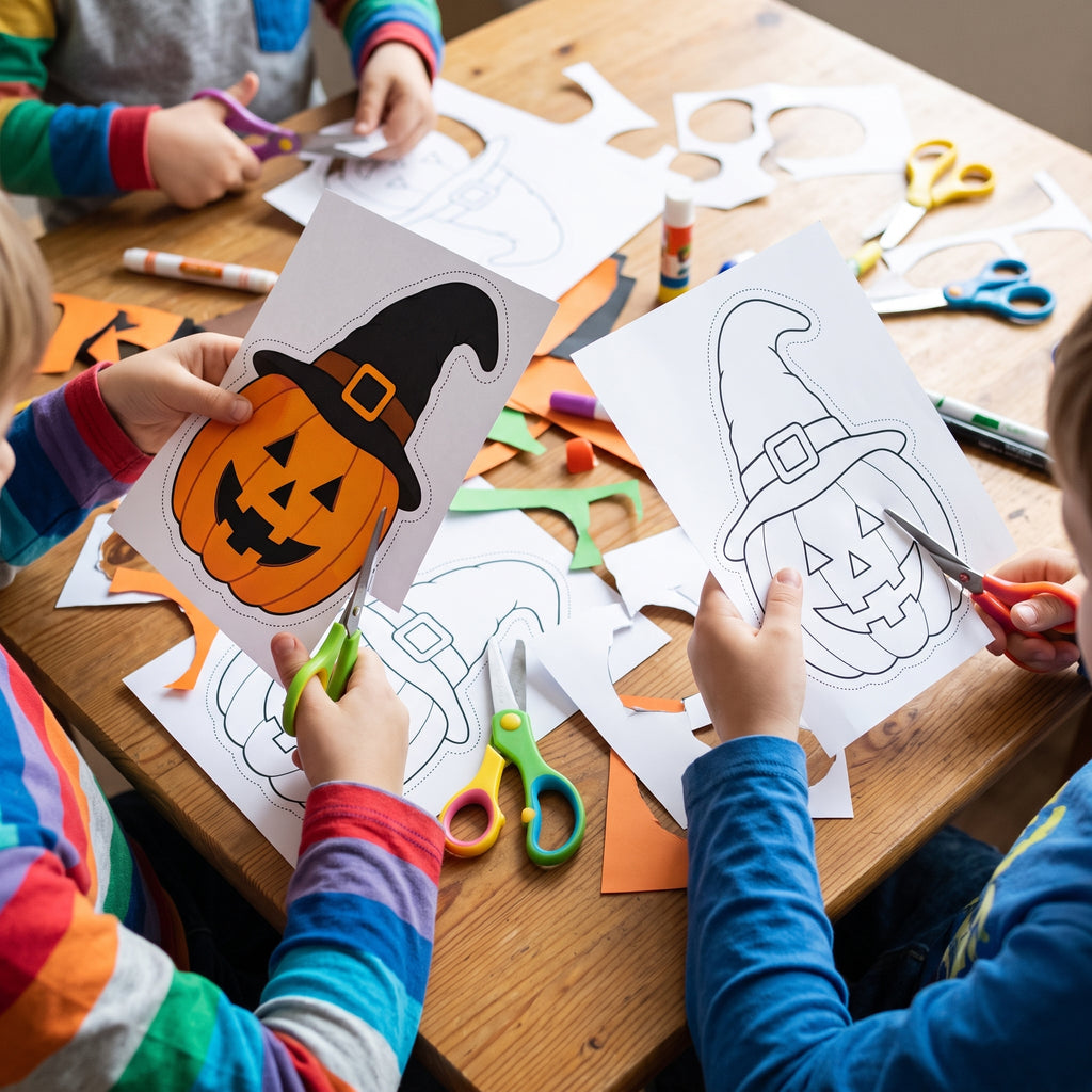 Halloween Paper Chain Craft Printable for Kids, Pumpkin Witch Paper Chain Garland, Halloween Classroom Decoration, Cut and Glue Activity