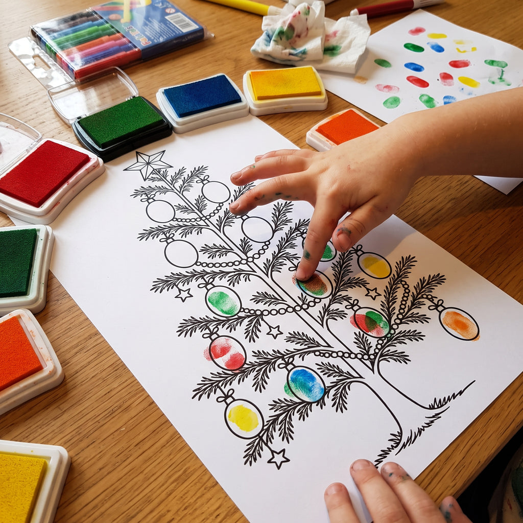 Christmas Tree Craft Printable for Kids, Fingerprint Dot Marker Play Dough Pom Pom Tissue Paper Paint Activity, Preschool Christmas