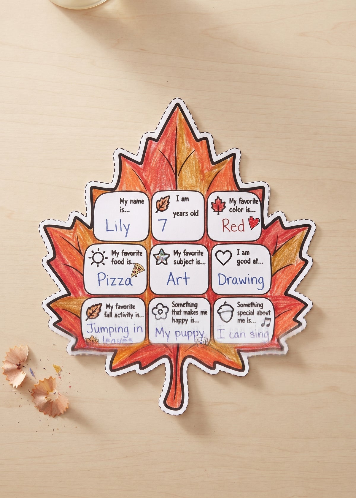 Fall All About Me Craft, Autumn Bulletin Board Activity, Back to School Student Writing Craft