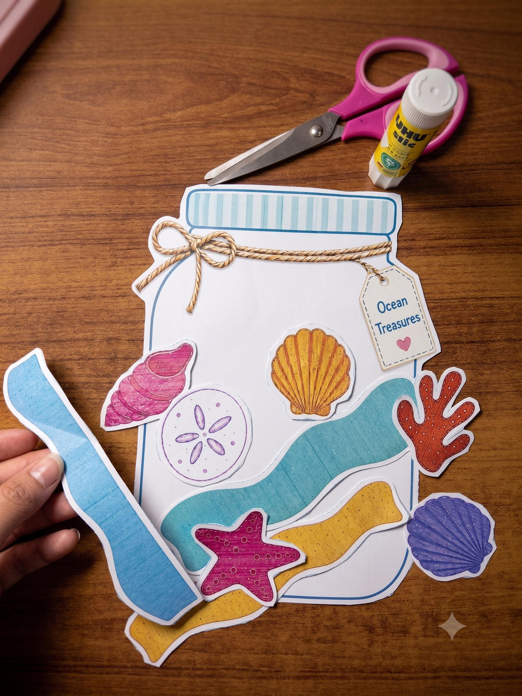 Ocean Treasures Jar Craft Printable | Under the Sea Kids Activity | Summer Craft Template