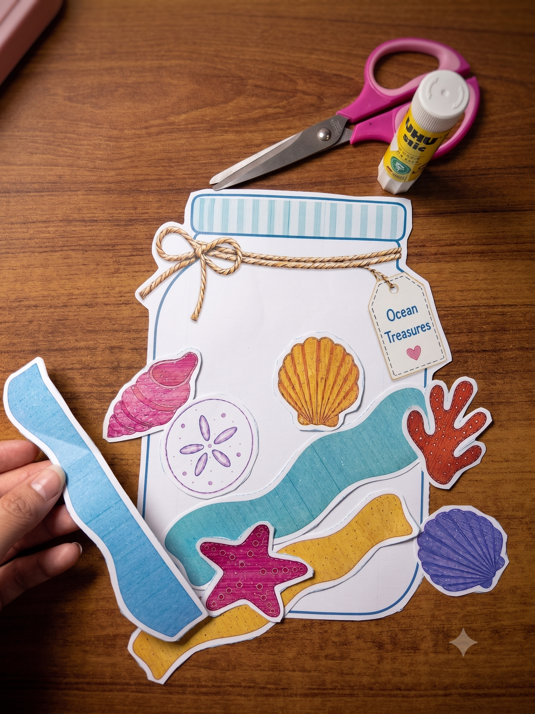 Ocean Treasures Jar Craft Printable | Under the Sea Kids Activity | Summer Craft Template