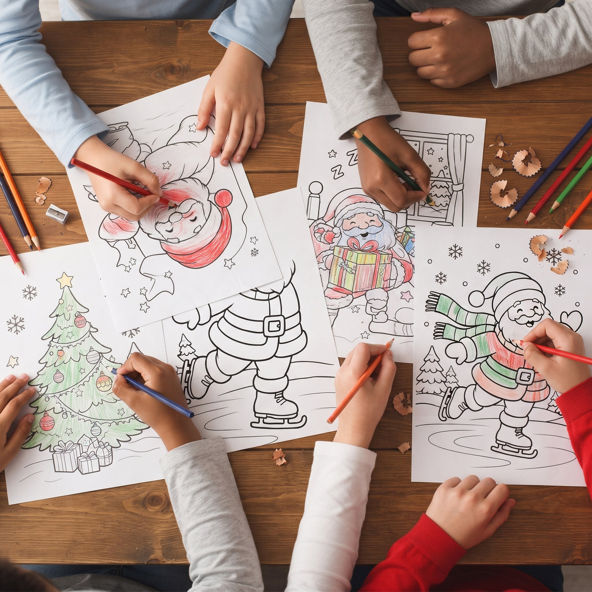 Santa Coloring Pages for Kids, 20 Printable Christmas Colouring Sheets, Santa Claus Coloring Book, Preschool Kindergarten Holiday Activity