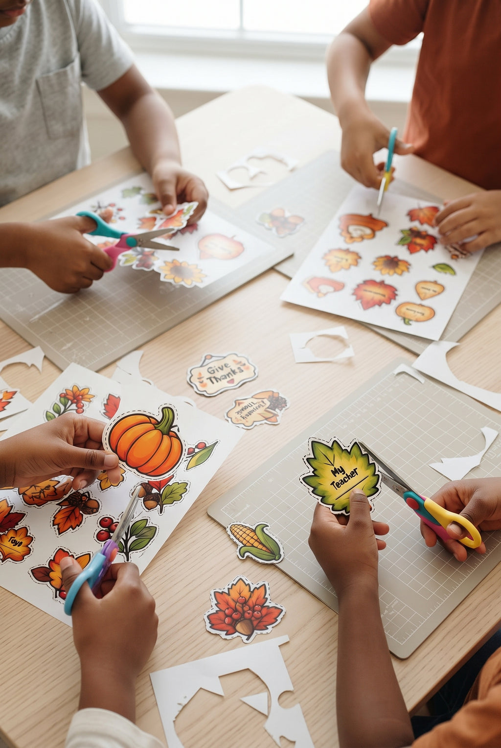 Thanksgiving Wreath Craft for Kids, Printable Cut and Paste Activity, Full Color Thanksgiving Cutouts, Fall Harvest Classroom Craft
