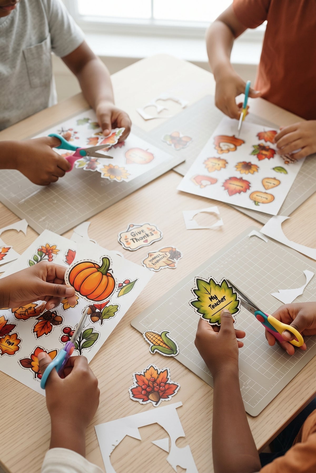 Thanksgiving Wreath Craft for Kids, Printable Cut and Paste Activity, Full Color Thanksgiving Cutouts, Fall Harvest Classroom Craft
