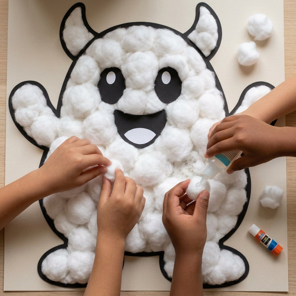Monster Face Craft Printable for Kids, Build a Monster Cut and Paste Activity, Halloween Preschool Fine Motor Craft