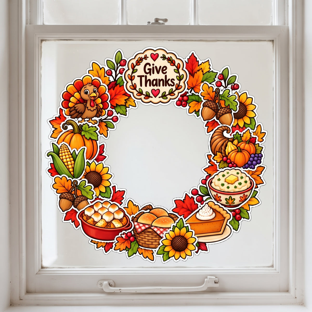 Thanksgiving Wreath Craft for Kids, Printable Cut and Paste Activity, Full Color Thanksgiving Cutouts, Fall Harvest Classroom Craft
