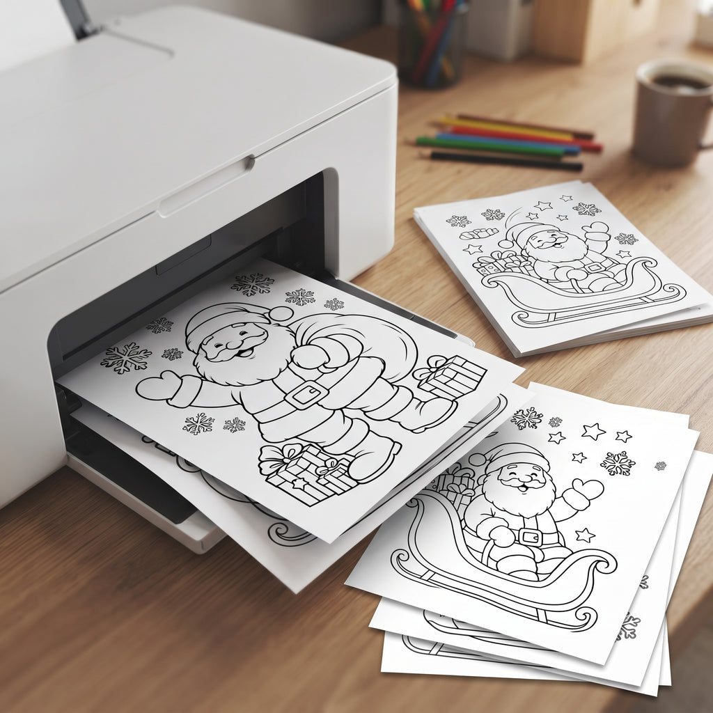 Santa Coloring Pages for Kids, 20 Printable Christmas Colouring Sheets, Santa Claus Coloring Book, Preschool Kindergarten Holiday Activity