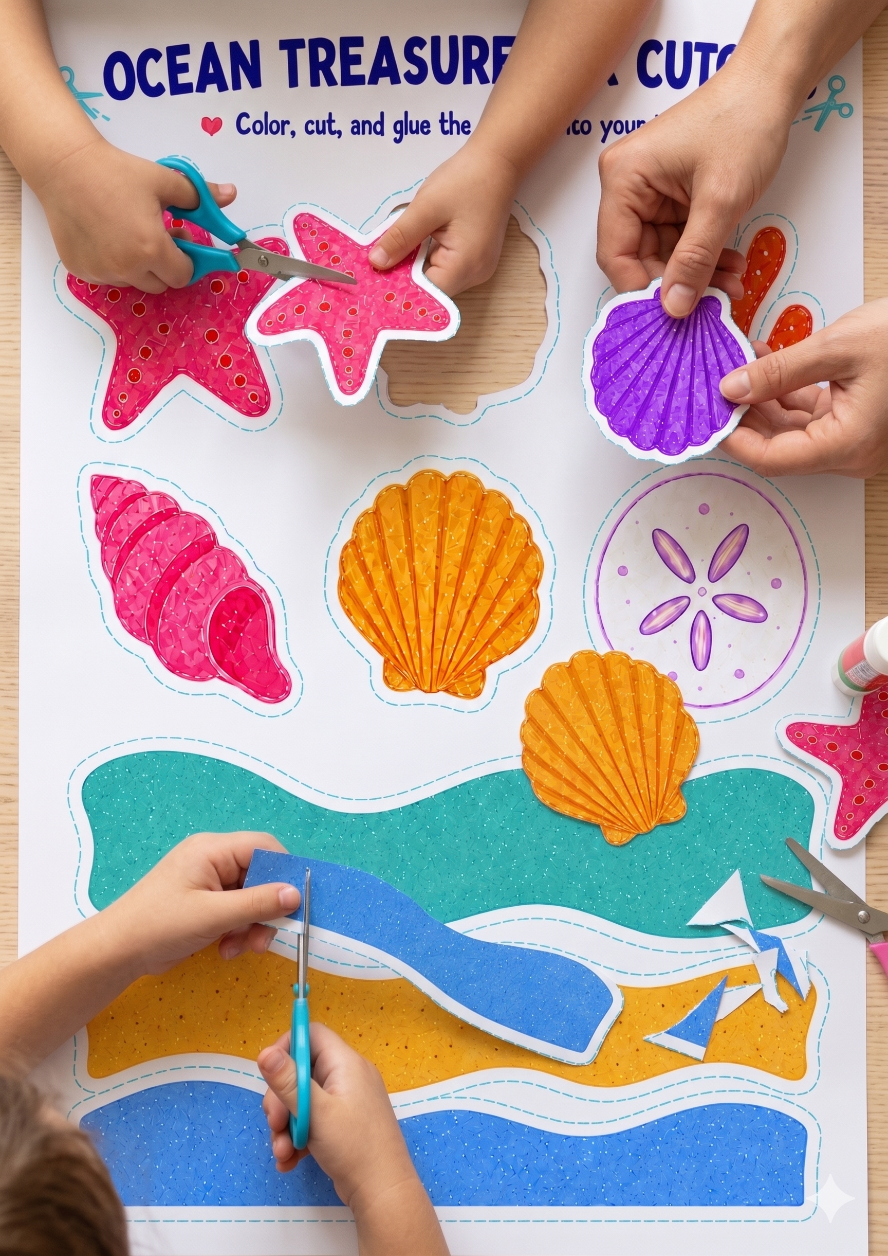 Ocean Treasures Jar Craft Printable | Under the Sea Kids Activity | Summer Craft Template