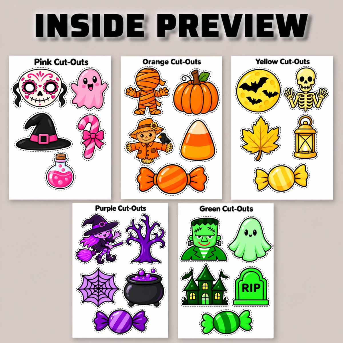 Halloween Color Sorting Printable for Kids, Preschool Color Matching Activity, Halloween Cut and Paste, Sorting Jars, Fine Motor Activity