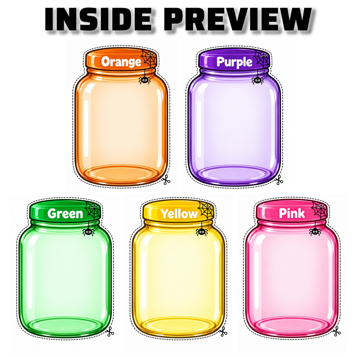 Halloween Color Sorting Printable for Kids, Preschool Color Matching Activity, Halloween Cut and Paste, Sorting Jars, Fine Motor Activity