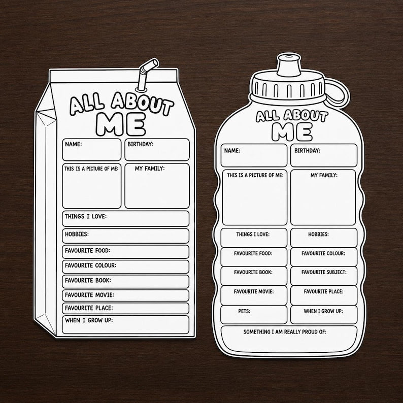 All About Me Printable, Back to School Activity, First Day of School Worksheet, Student Questionnaire, Classroom Bulletin Board Display