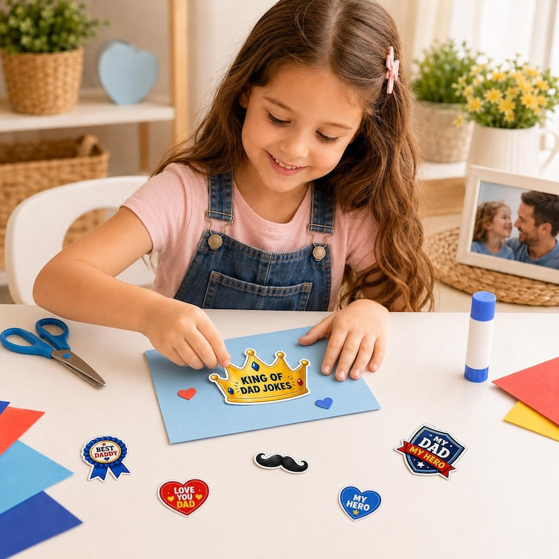 Fathers Day Cutouts Printable, Dad Card Making Kit, Gift for Dad Craft, Kids Cutouts Activity, Cut and Paste Printable Craft, Kids Activity