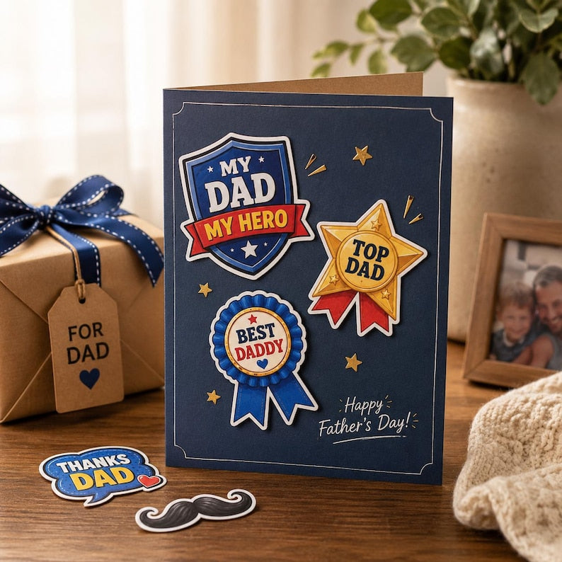 Fathers Day Cutouts Printable, Dad Card Making Kit, Gift for Dad Craft, Kids Cutouts Activity, Cut and Paste Printable Craft, Kids Activity