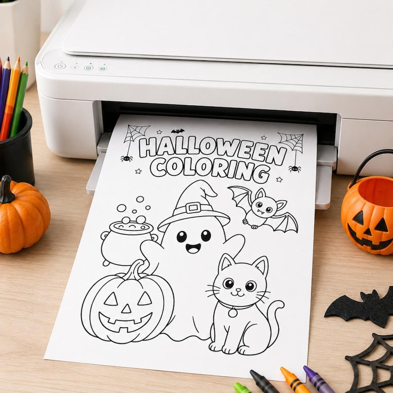 Halloween Activity Pack for Kids, Halloween Party Games, 15 Printable Worksheets and Games, I Spy, Maze, Word Search, Coloring, Craft PDF