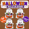 Halloween Bulletin Board Craft | Trick or Treat Ghost Candy Pouch | Printable Halloween Classroom Activity