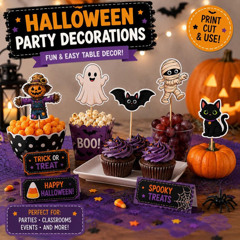 Halloween Cutouts Printable | Halloween Classroom Decor, Bulletin Board Ideas, Halloween Party Decorations, Treat Bag Crafts, Card Making