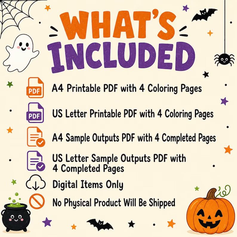 Halloween Color by Number Printable for Kids, 4 Spooky Coloring Pages, Halloween Party Activity, Color by Code Worksheets, Pumpkin Coloring