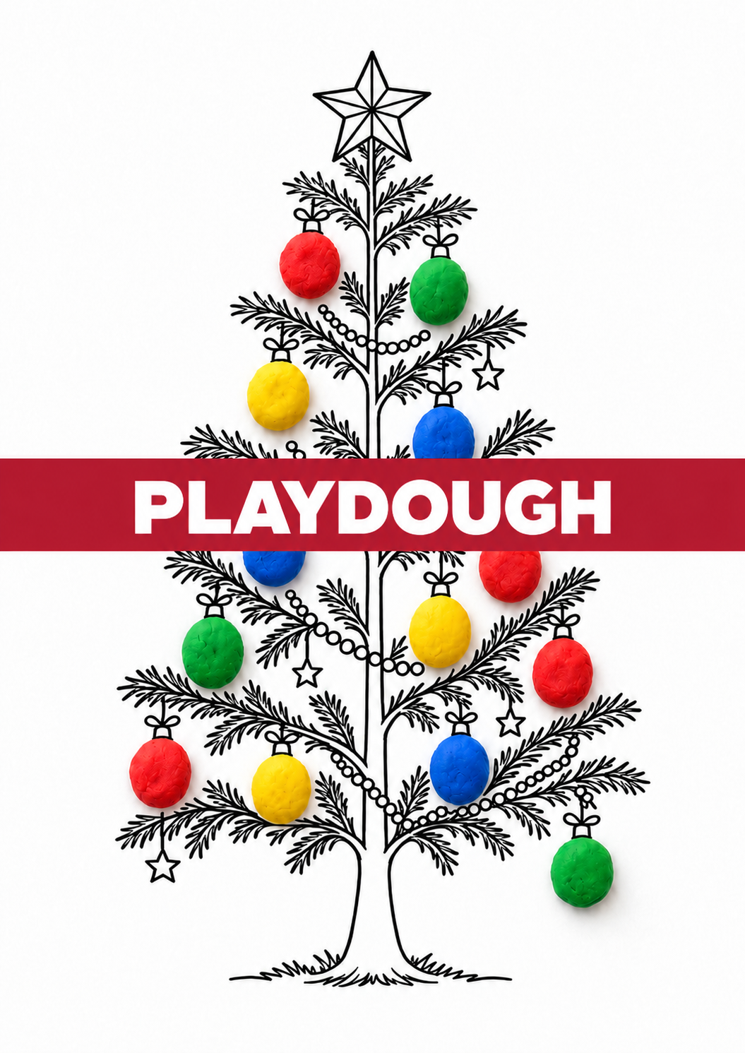 Christmas Tree Craft Printable for Kids, Fingerprint Dot Marker Play Dough Pom Pom Tissue Paper Paint Activity, Preschool Christmas