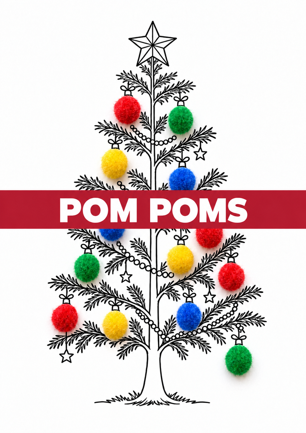 Christmas Tree Craft Printable for Kids, Fingerprint Dot Marker Play Dough Pom Pom Tissue Paper Paint Activity, Preschool Christmas