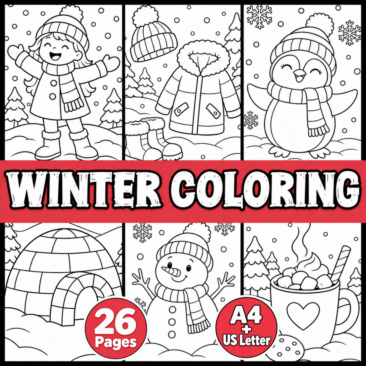 Winter Coloring Pages for Kids, Winter Colouring Sheets, Winter Activities, Winter Classroom Printable, Kids Coloring Activity