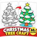 Christmas Tree Cotton Ball Craft | Christmas Coloring Page for Kids | Winter Fine Motor Activity | Preschool Printable