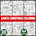 Santa Coloring Pages for Kids, 20 Printable Christmas Colouring Sheets, Santa Claus Coloring Book, Preschool Kindergarten Holiday Activity
