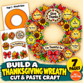 Thanksgiving Wreath Craft for Kids, Printable Cut and Paste Activity, Full Color Thanksgiving Cutouts, Fall Harvest Classroom Craft