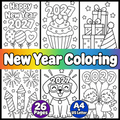 New Year 2027 Coloring Pages for Kids, 26 Printable Happy New Year Colouring Sheets, New Years Eve Party Activity, Winter Classroom Printable