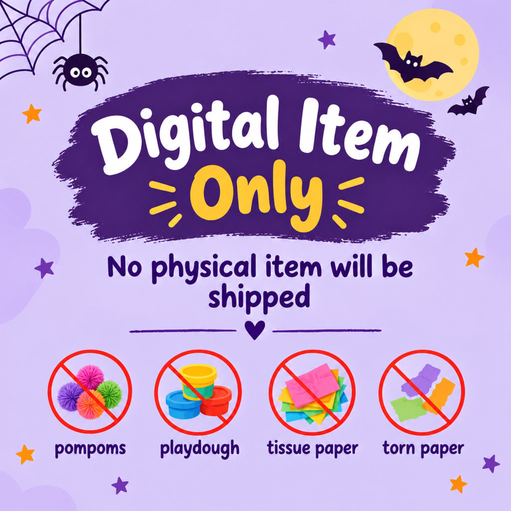 Halloween Tissue Paper Craft for Kids, 6 Printable Halloween Templates, Preschool Fine Motor Activity, Pumpkin Witch Bat Spider Monster Craft