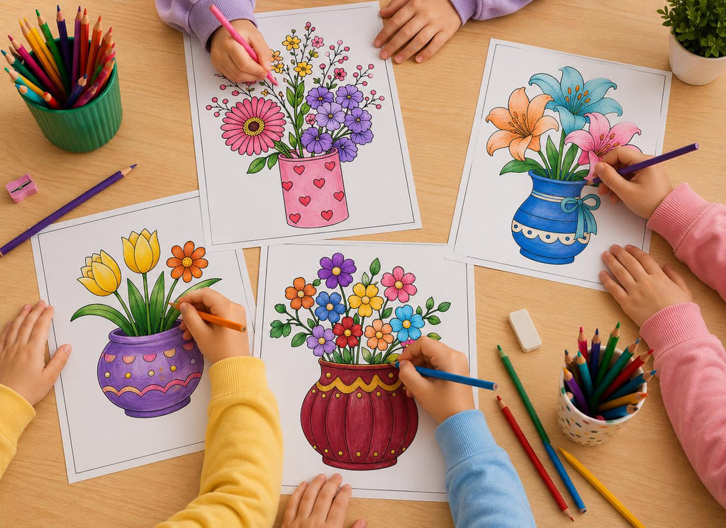 Summer Flower Coloring Pages for Kids, Printable Activity Book (20 Pages)