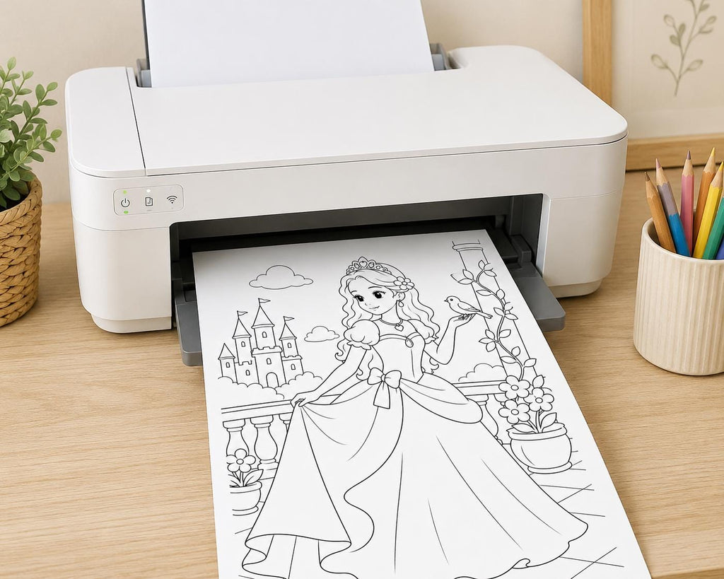 Princess Coloring Book | 16 Fantasy Pages for Kids (Digital Download)