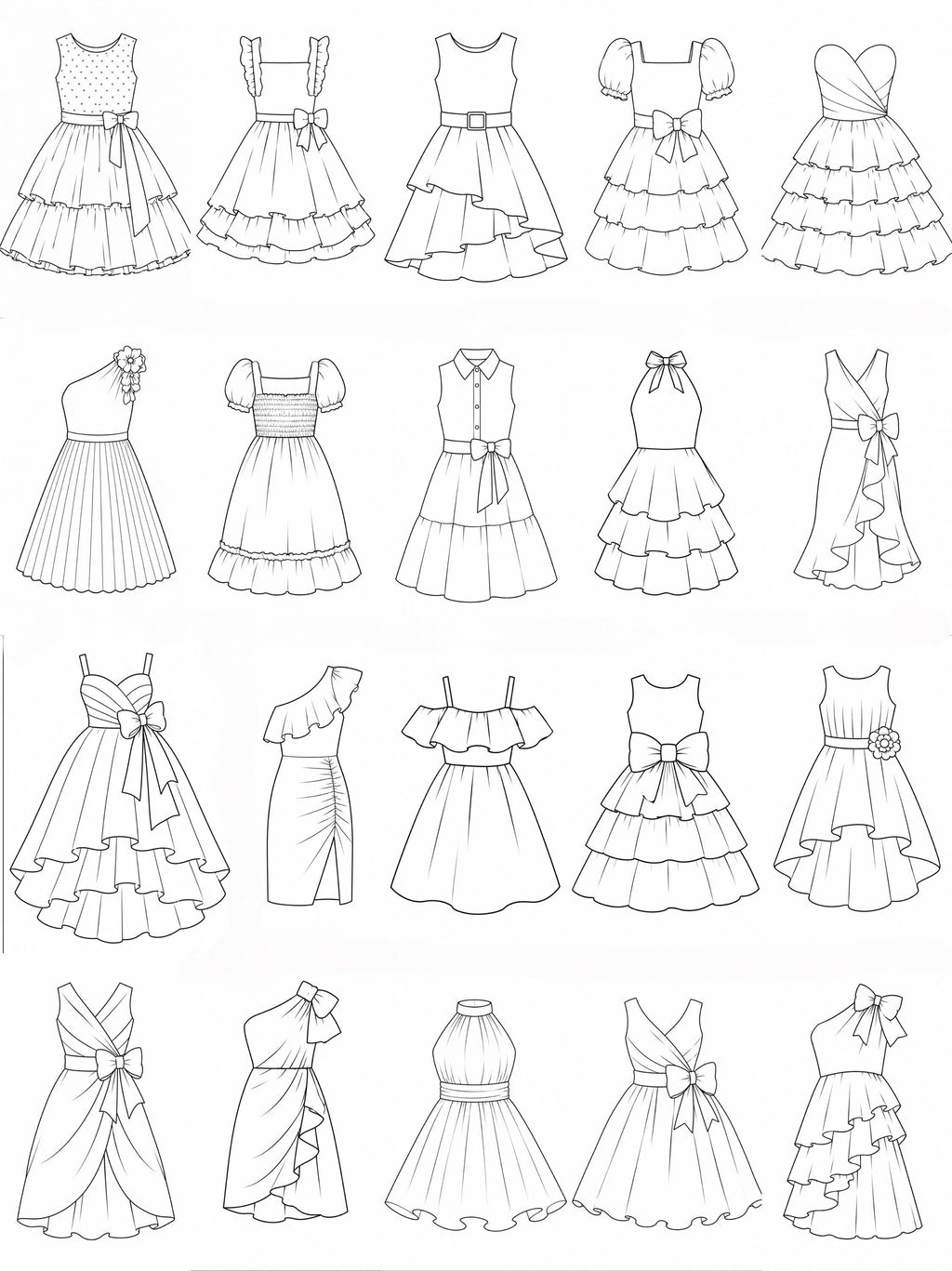 Design Your Own Dresses Activity Book | 20 Fashion Coloring Pages (Digital Download)