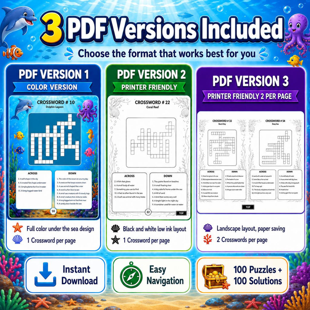 100 Printable Crossword Puzzles With Answers (PDF)