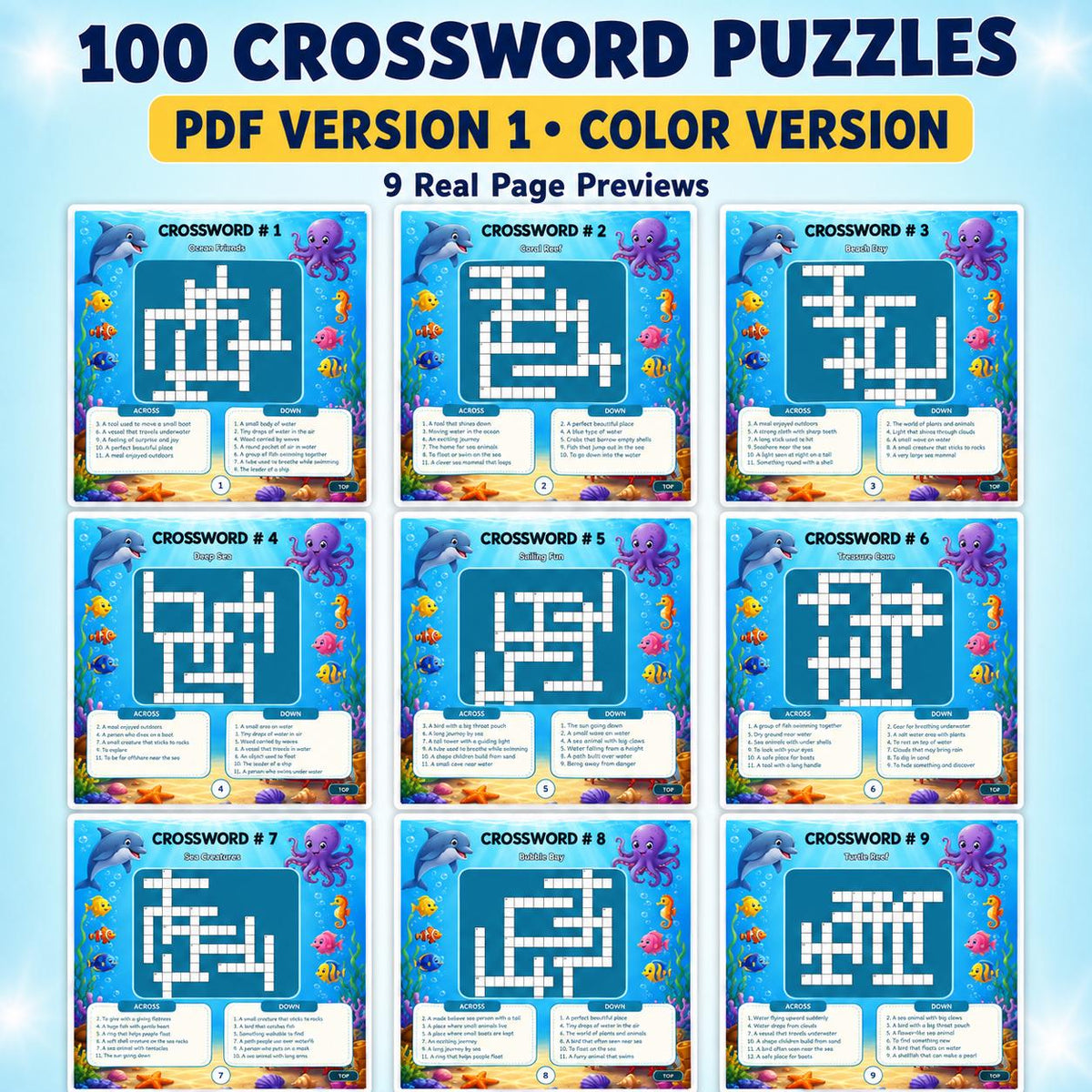 100 Printable Crossword Puzzles With Answers (PDF)