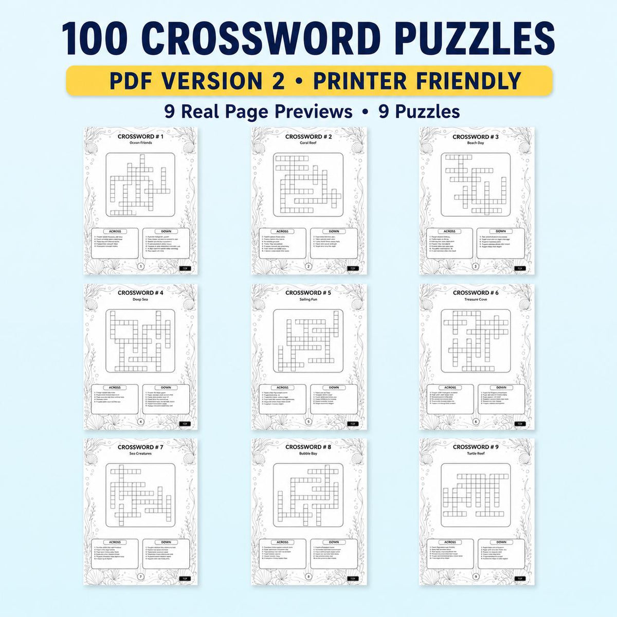 100 Printable Crossword Puzzles With Answers (PDF)