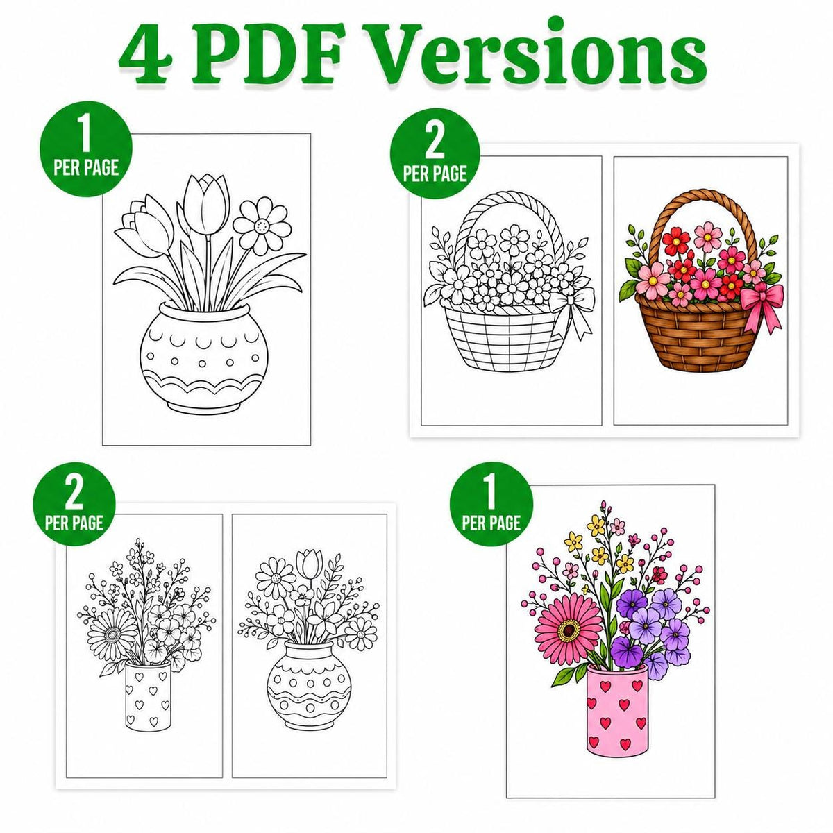 Summer Flower Coloring Pages for Kids, Printable Activity Book (20 Pages)