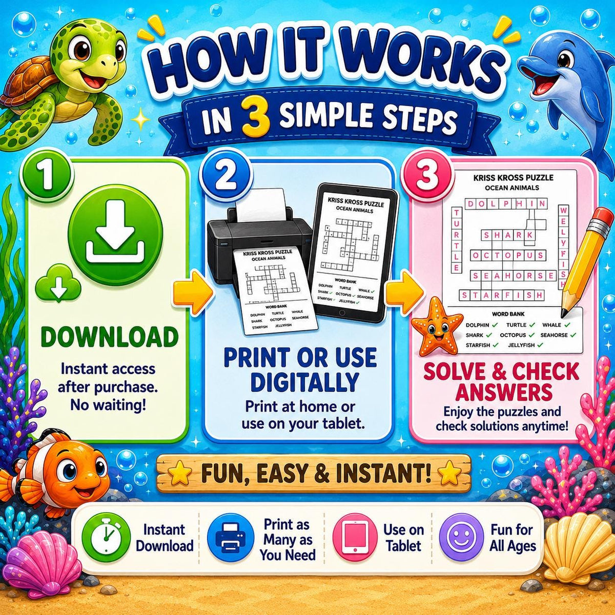 100 Kriss Kross Puzzles Printable With Solutions, Kids Teens Adults Word Fill In Puzzle Book, Kriss Cross Puzzle PDF, 3 Versions Included