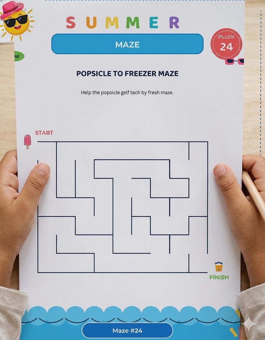 100-Page Summer Activity Book for Kids Ages 5-12 | Puzzle Workbook  Word Search Mazes Math Logic STEM Coding | Printable Instant Download