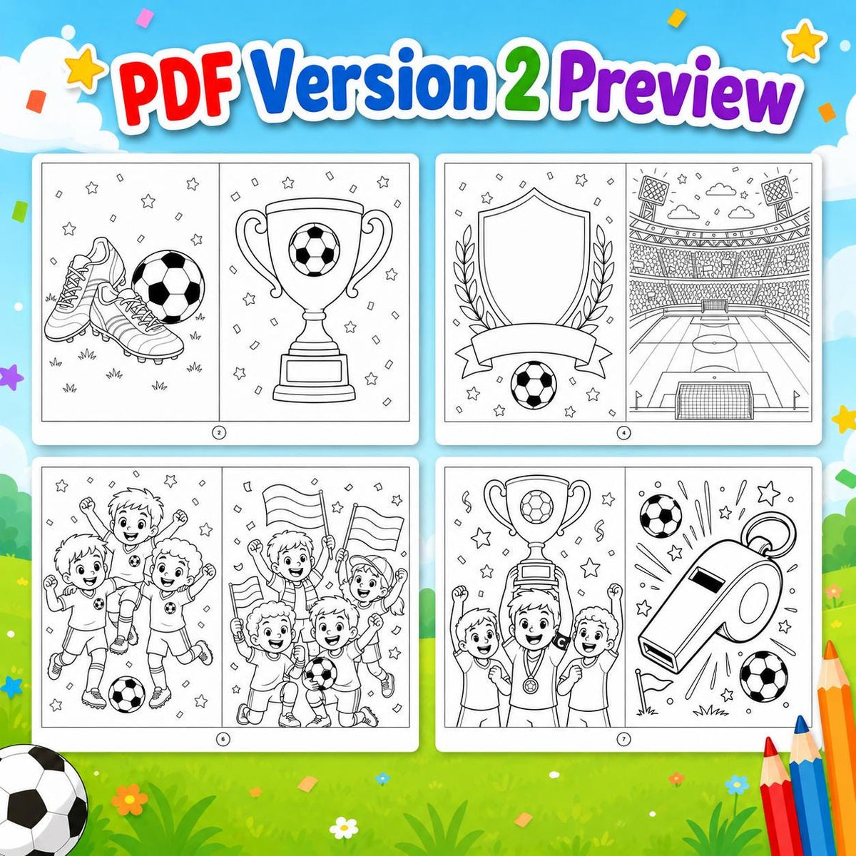 Football Coloring Pages | Soccer Activity for Kids | Sports Coloring Sheets Printable PDF | Instant Download