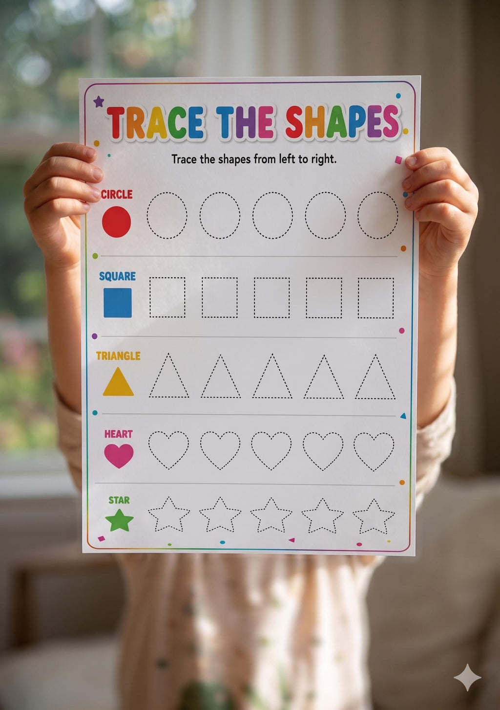 Shapes Workbook for Kids, Summer Printable PDF, 110 Page Preschool Kindergarten Activity Bundle